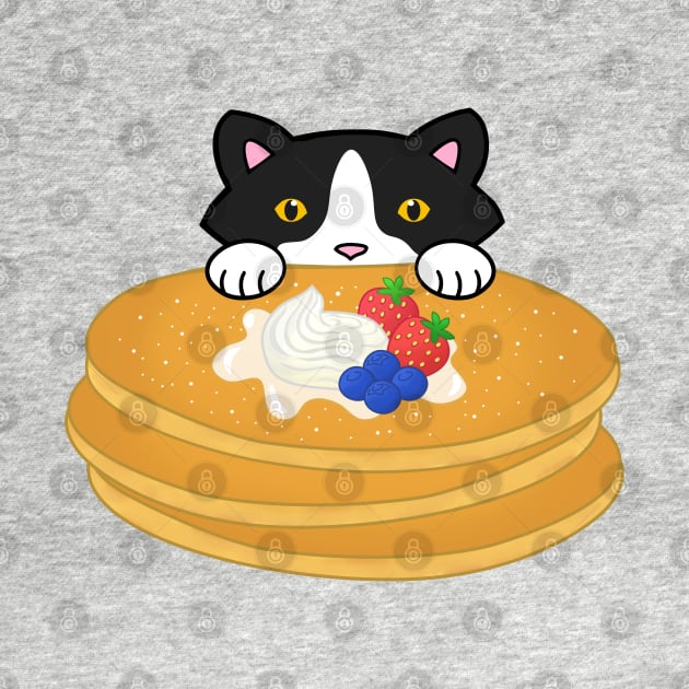 Cat Eating Breakfast Pancakes by Purrfect